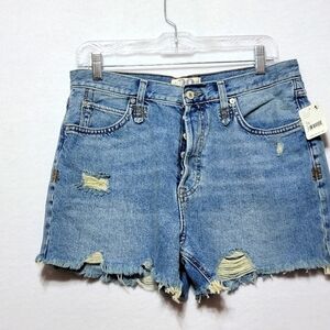 Free People Distressed Blue Denim Women Shorts SIZE 29 #710